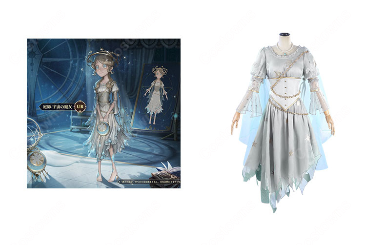 商品正面とキャラクター(エマ・ウッズ)を合わせたコスプレ衣装画像。高精度再現、イベントや撮影に最適。
