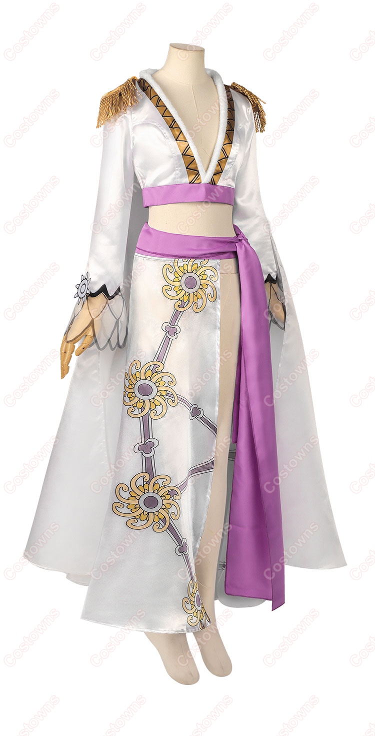 ONE PIECE ボア・ハンコック コスプレ衣装 白色コスチューム 側面スタイル