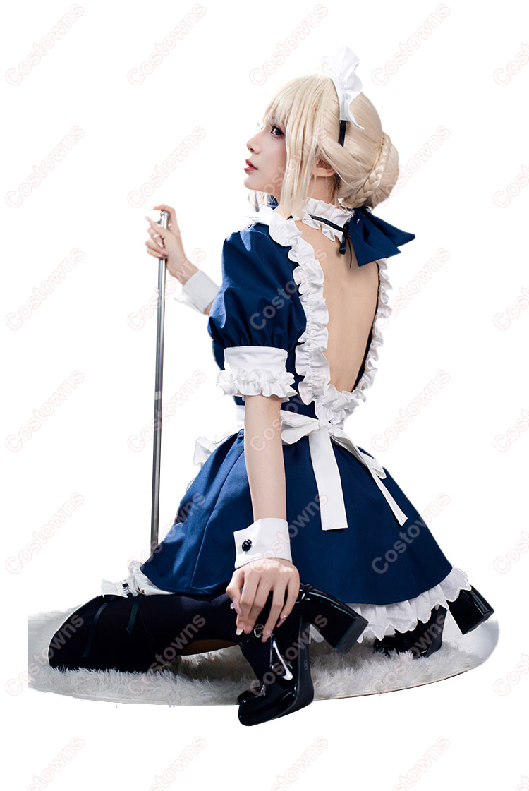 Fate/stay night アルトリア・ペンドラゴン セイバー メイド服 コスプレ衣装-5