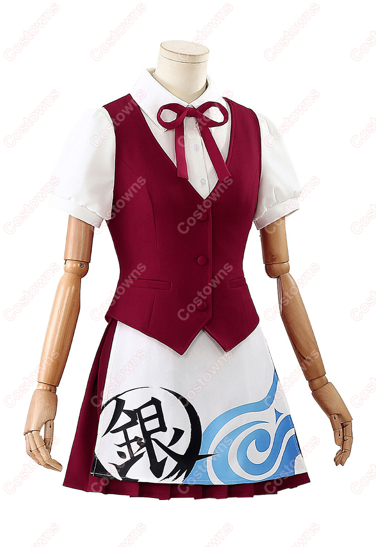 銀魂 かふぇあんどばー万事屋銀ちゃん 神楽 ウエイター コスプレ衣装-3