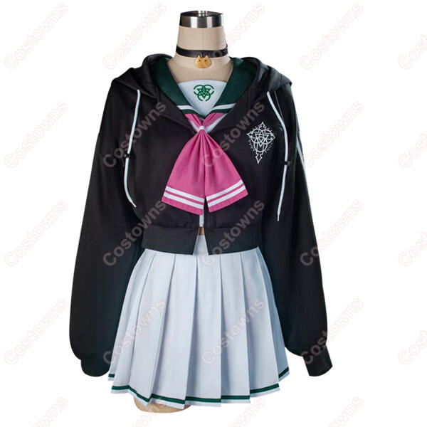 ブルーアーカイブ 杏山カズサ 制服 コスプレ衣装 猫耳付きフードの付いたパーカー クロップトップ オーダメイド可元の画像