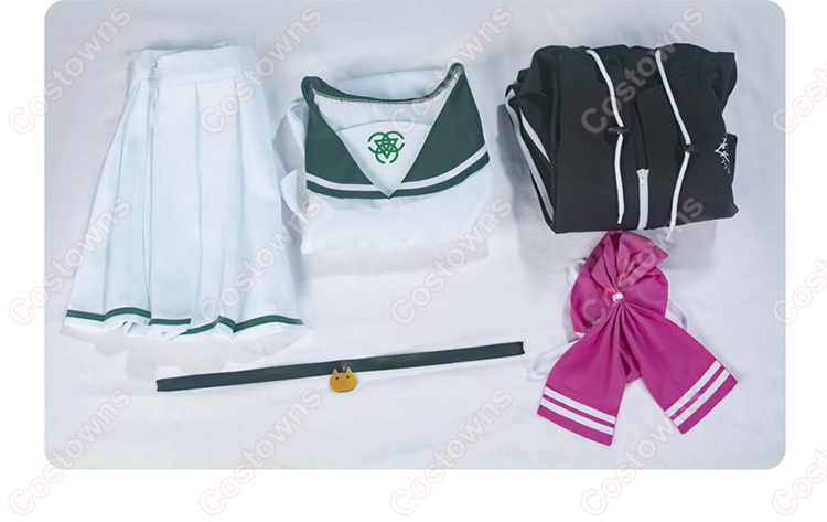 ブルーアーカイブ 杏山カズサ 制服 コスプレ衣装 猫耳付きフードの付いたパーカー クロップトップ-11