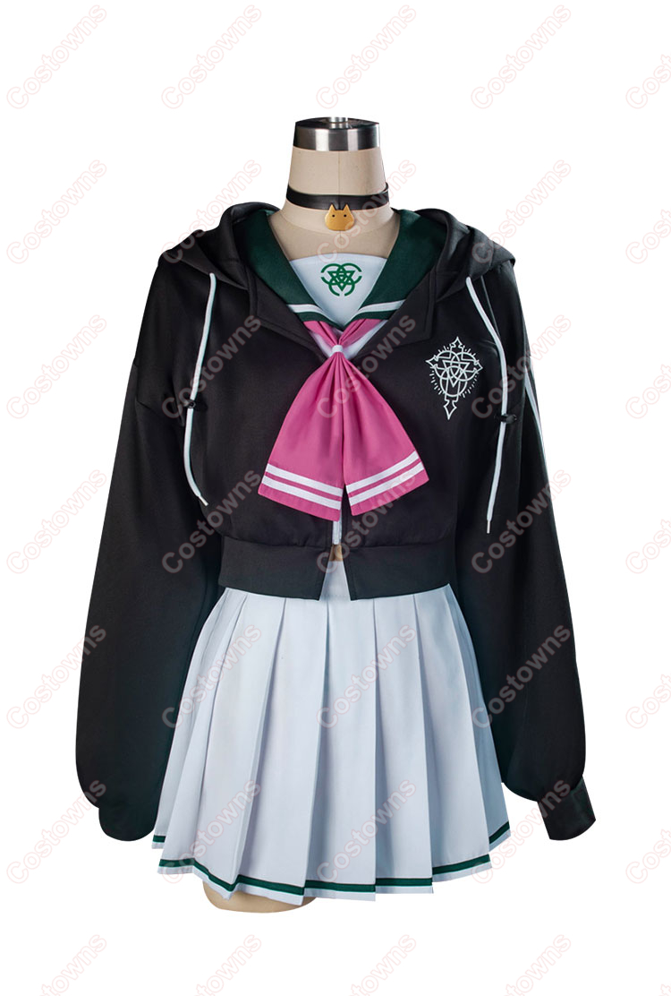 ブルーアーカイブ 杏山カズサ 制服 コスプレ衣装 猫耳付きフードの付いたパーカー クロップトップ-2