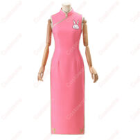 銀魂 神楽 コスプレ衣装 ウサギ柄チャイナドレス 刺繍入り ウエストシェイプデザイン(その他 コスプレ衣装)