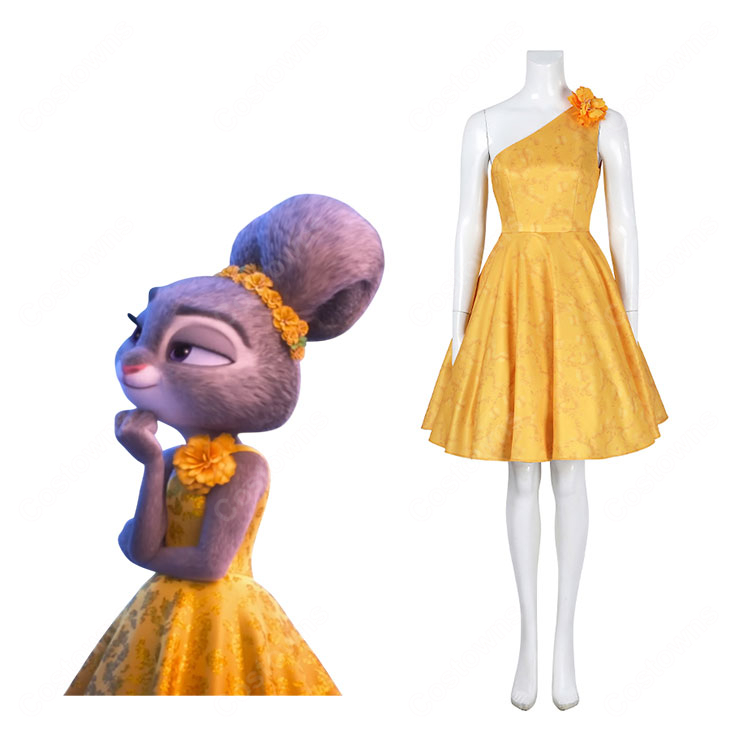 ズートピア2 ジュディ・ホップス コスプレ衣装 花柄ワンピース 映画ドレス ハロウィン仮装-1