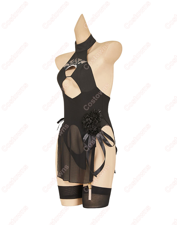 勝利の女神:NIKKE × ニーア ヨルハ二号B型 2B ヨルハ非公式水域活動服・壱 水着 コスプレ衣装-4