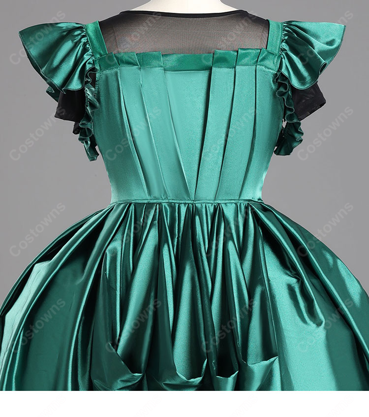 ウェンズデー アグネス・ミデル 緑ドレス コスプレ衣装-10