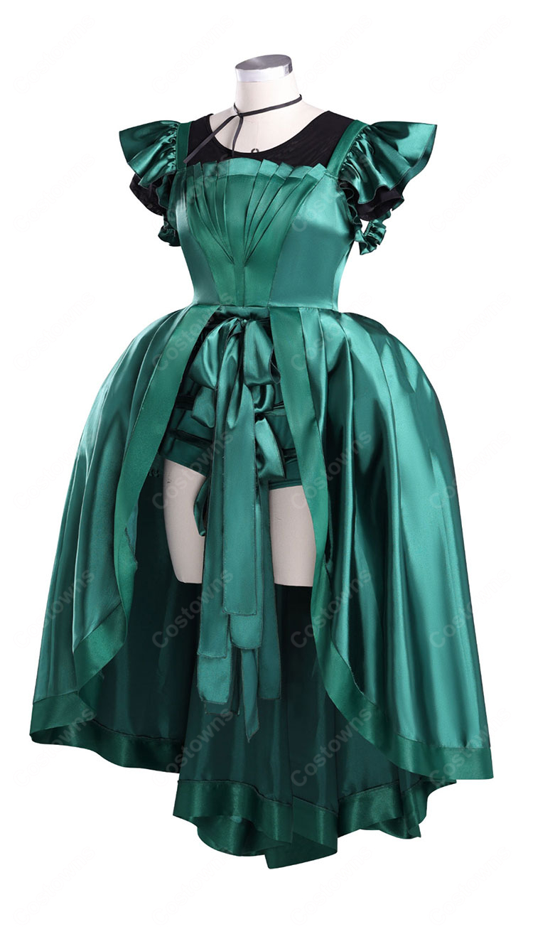 ウェンズデー アグネス・ミデル 緑ドレス コスプレ衣装-3