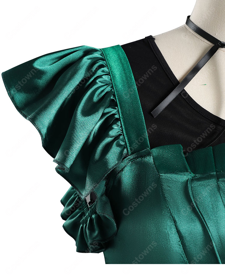 ウェンズデー アグネス・ミデル 緑ドレス コスプレ衣装-6
