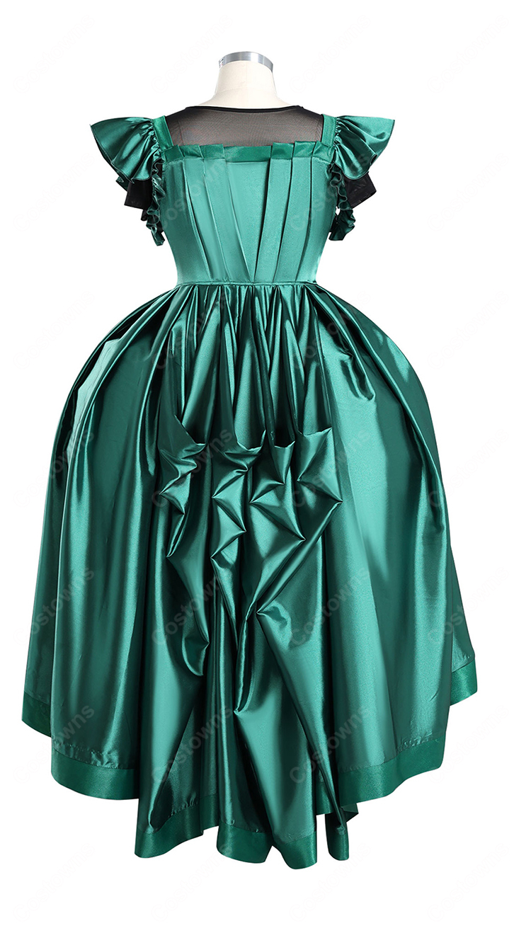 ウェンズデー アグネス・ミデル 緑ドレス コスプレ衣装-4