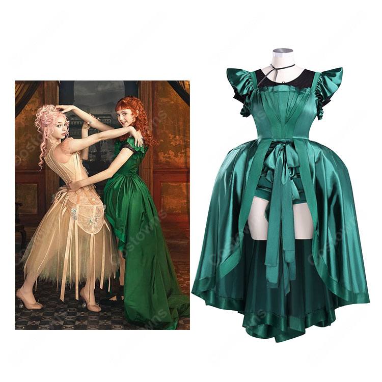 ウェンズデー アグネス・ミデル 緑ドレス コスプレ衣装-1