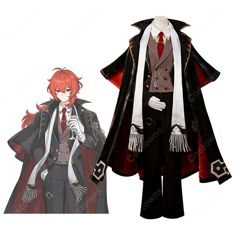 原神 璀夜华宴シリーズ ディルック アカツキワイナリーの貴公子 コスプレ衣装-1