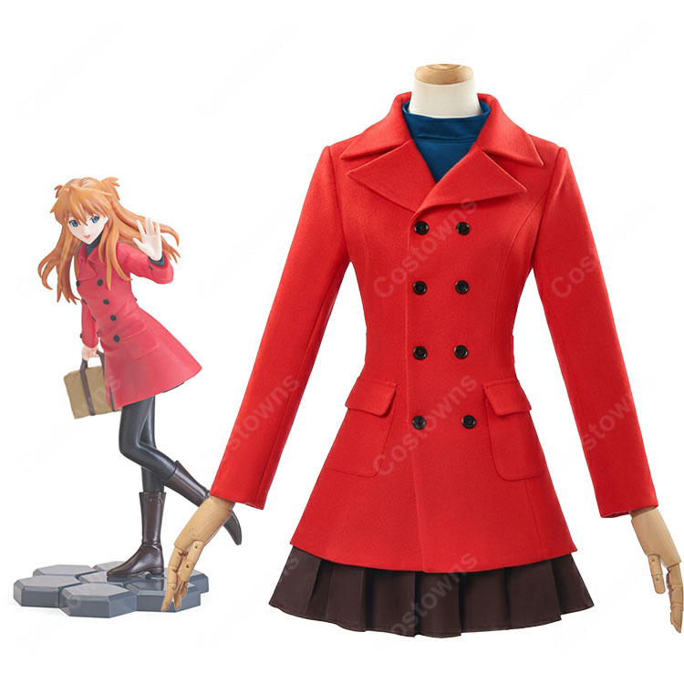 コミック版 新世紀エヴァンゲリオン 惣流・アスカ・ラングレー コート姿 コスプレ衣装-1