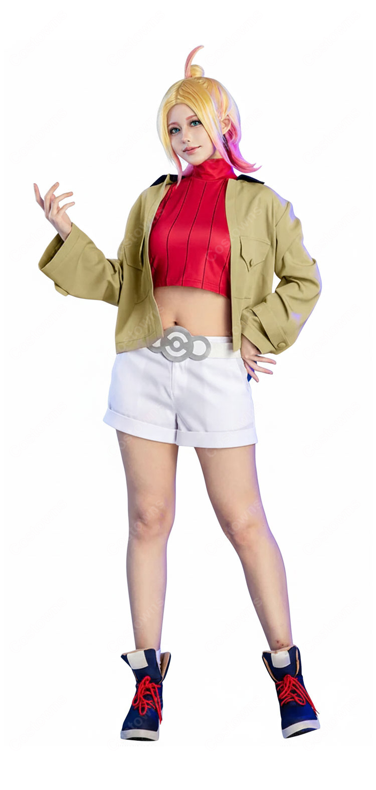 Pokémon LEGENDS Z-A タウニー コスプレ衣装 (コート、インナー、ショートパンツ、ウエストポーチ)-2