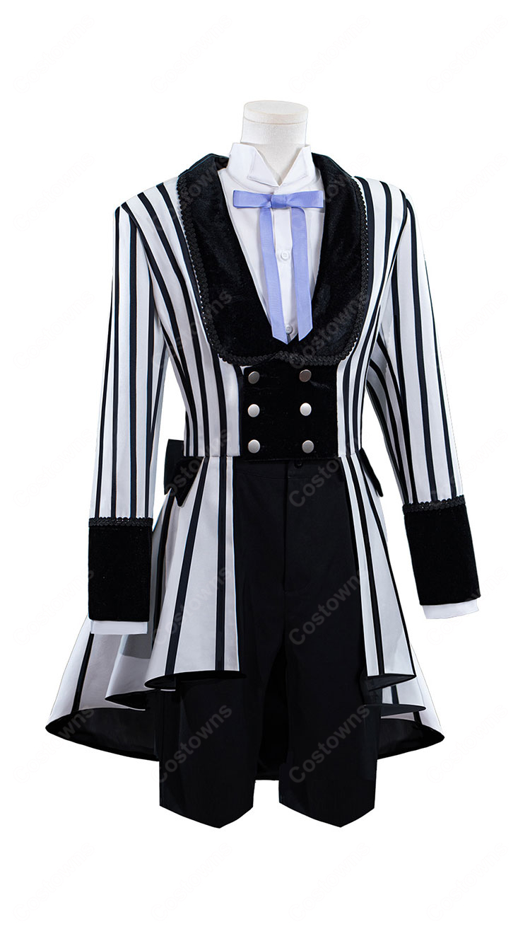 黒執事 シエル・ファントムハイヴ コスプレ衣装 黒白ストライプ衣装-2