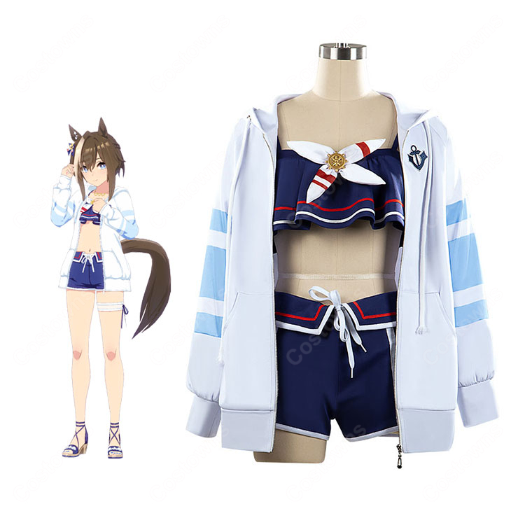 ウマ娘 プリティーダービー シュヴァルグラン 夏凪ネイビードロップ 勝負服 水着 コスプレ衣装-1