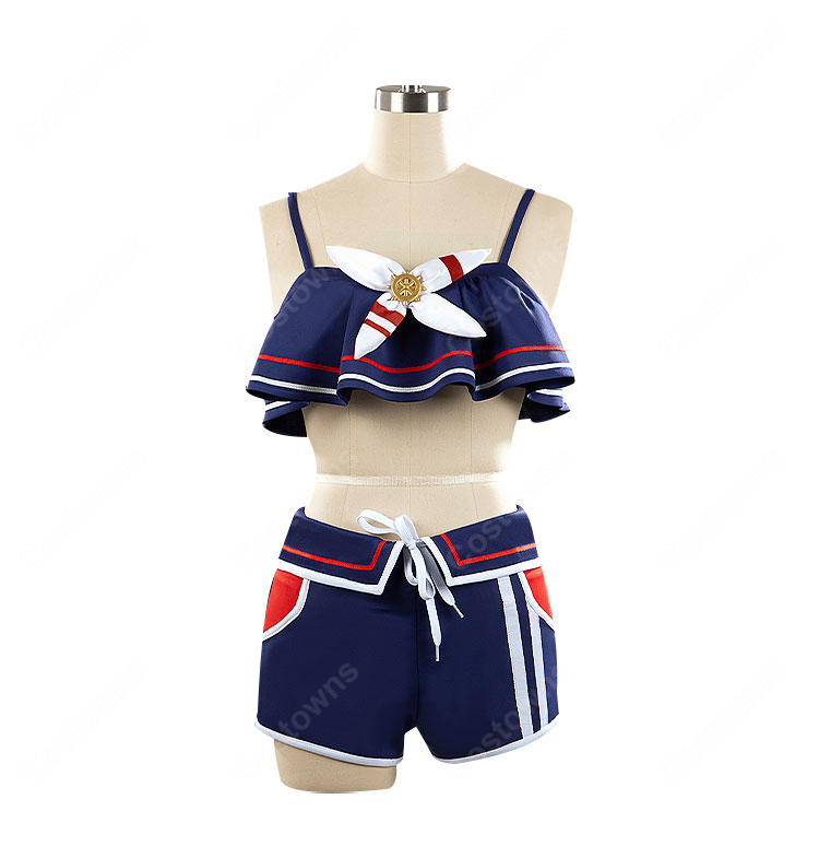 ウマ娘 プリティーダービー シュヴァルグラン 夏凪ネイビードロップ 勝負服 水着 コスプレ衣装-4