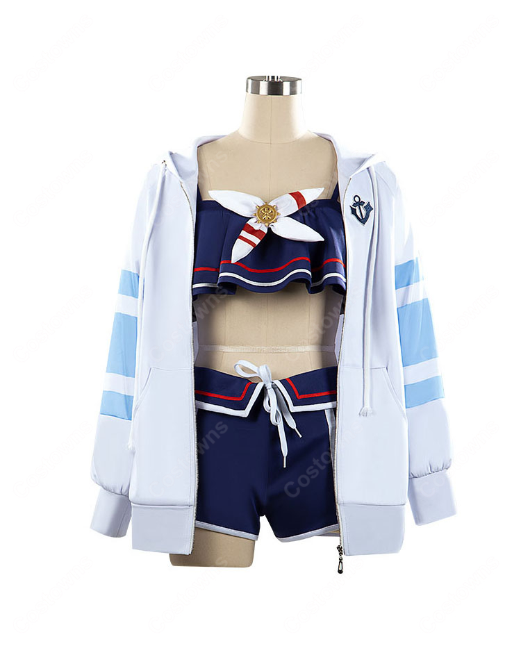 ウマ娘 プリティーダービー シュヴァルグラン 夏凪ネイビードロップ 勝負服 水着 コスプレ衣装-2