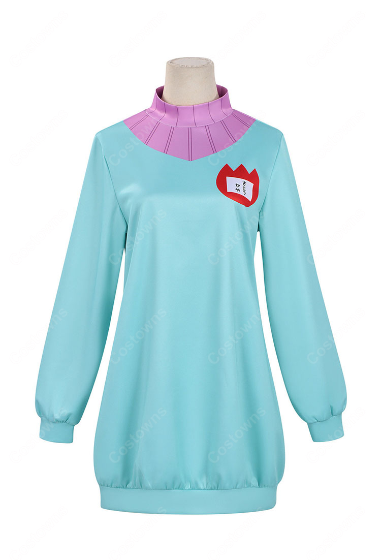 カヤちゃんはコワくない 佐藤神八 カヤ コスプレ衣装 ブルーパーカー-2