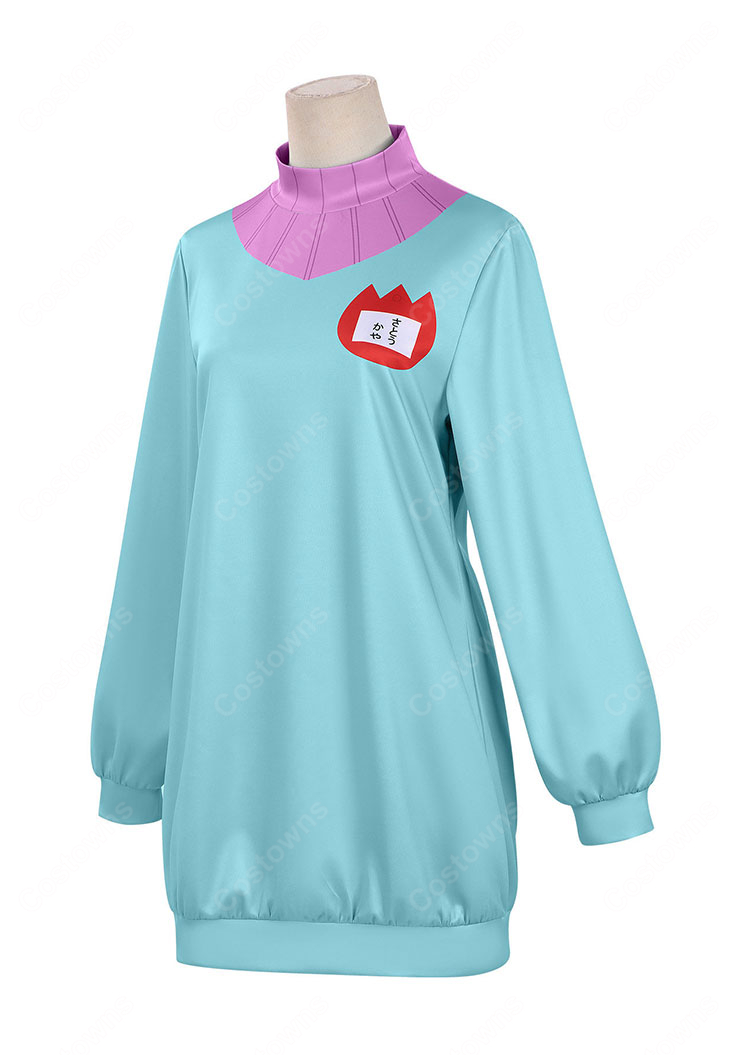 カヤちゃんはコワくない 佐藤神八 カヤ コスプレ衣装 ブルーパーカー-3