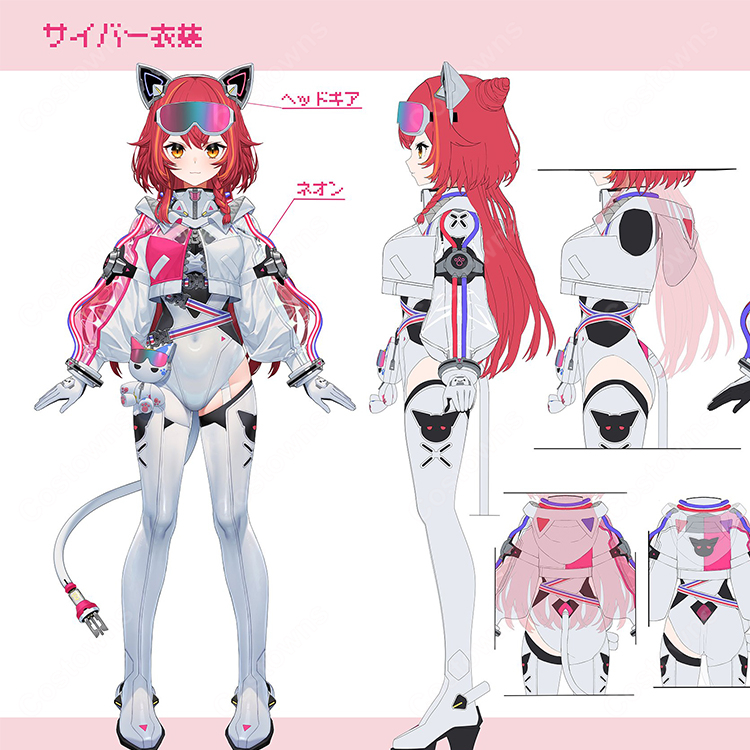 ぶいすぽっ! 猫汰つな コスプレ衣装 新衣装 サイバー衣装 VTuber