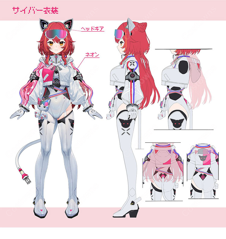 ぶいすぽっ! 猫汰つな コスプレ衣装 新衣装 サイバー衣装-1