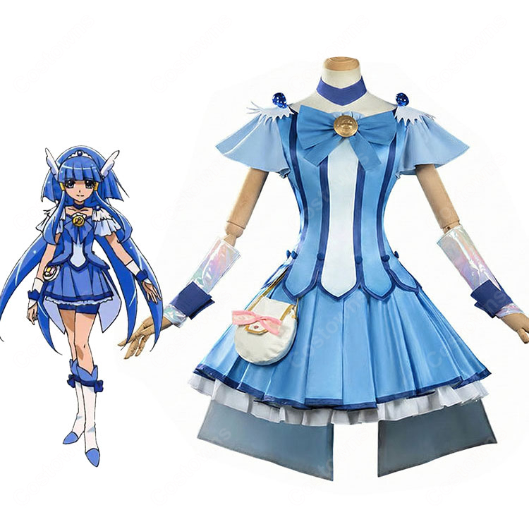 スマイルプリキュア! 青木れいか キュアビューティ コスプレ衣装 変身後 戦闘服 アニメ再現 大きいサイズ対応-1
