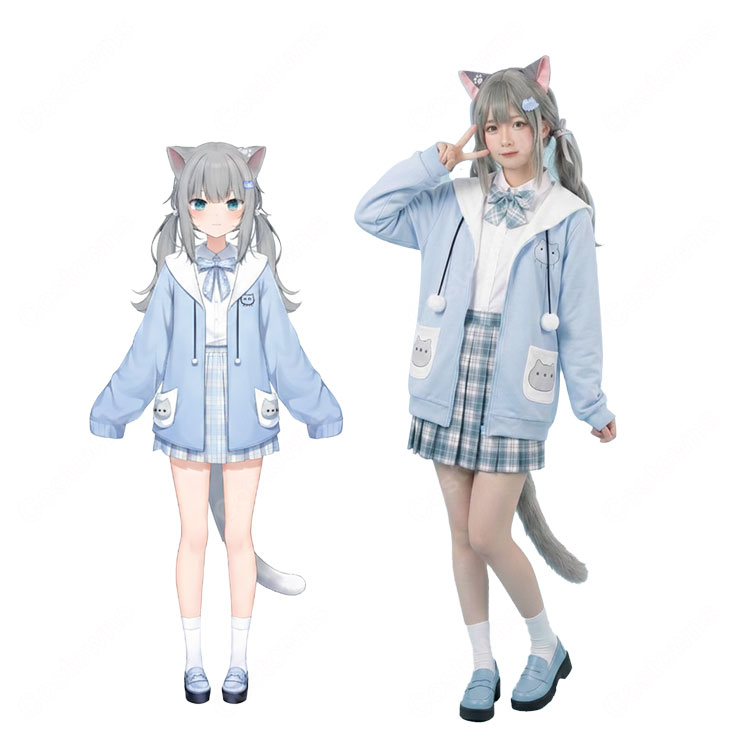 Nachoneko なちょ猫 コスプレ衣装 新衣装 制服 甘城なつき VTuber コスチューム 制服 かわいい 仮装 高品質-1