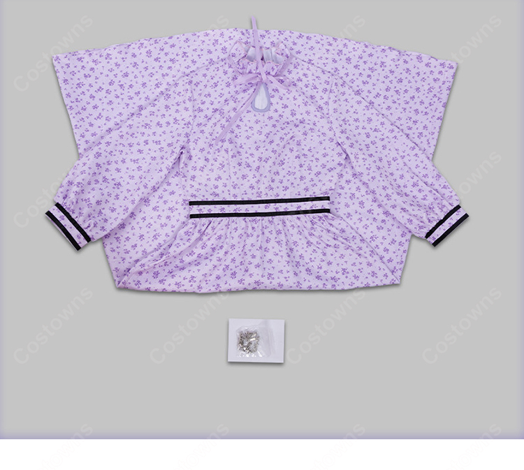 葬送のフリーレン フェルン コスプレ衣装 紫色 小花柄 ワンピース-8