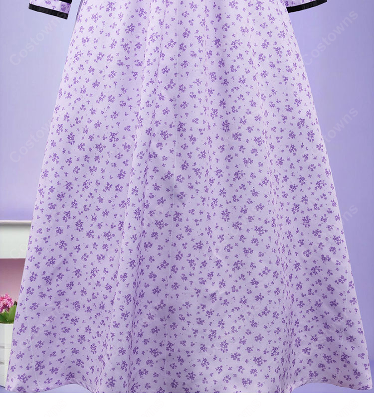 葬送のフリーレン フェルン コスプレ衣装 紫色 小花柄 ワンピース-7