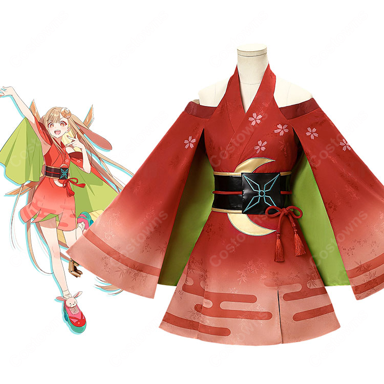 超かぐや姫！ かぐや  コスプレ衣装 ジャカード生地 豪華版 背負い飾り追加可-1