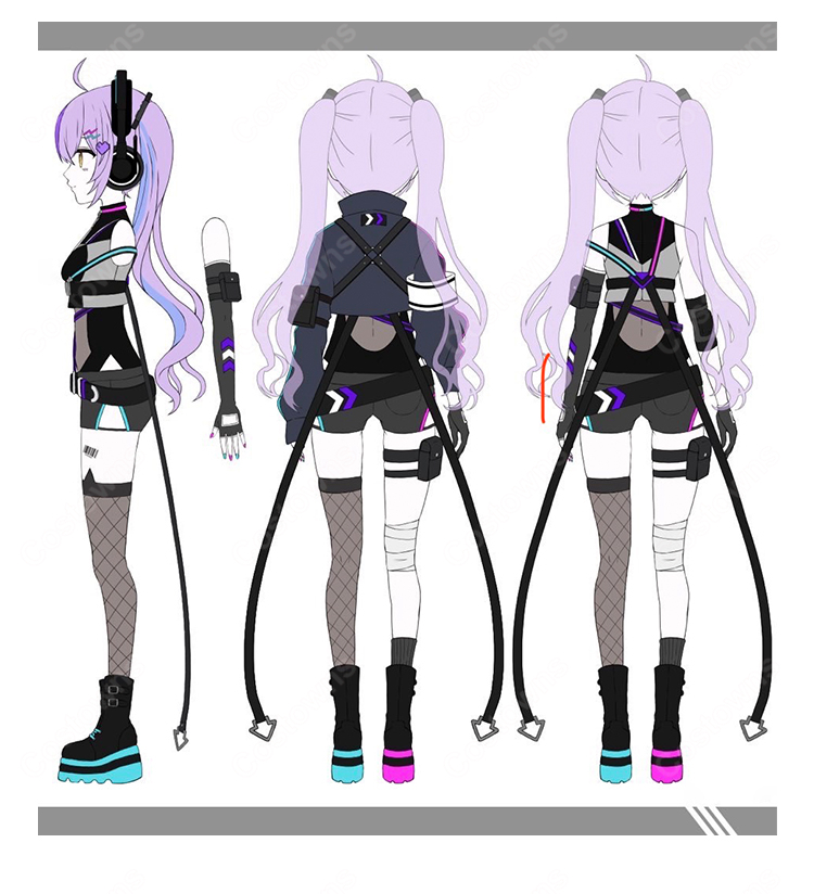 Virtual eSports Project ぶいすぽっ! 紫宮るな 第3衣装 サイバーパンク コスプレ衣装-2