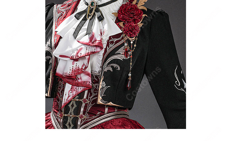 恋と深空 主人公 魂を約す赤月 コスプレ衣装 深空ハンター 銀翼の悪魔 高品質 刺繍 コスチューム フルセット|コスプレ通販 COSTOWNS-7