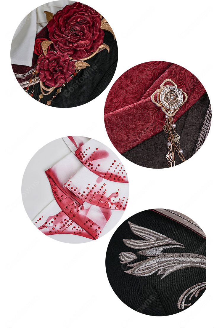 恋と深空 主人公 魂を約す赤月 コスプレ衣装 深空ハンター 銀翼の悪魔 高品質 刺繍 コスチューム フルセット|コスプレ通販 COSTOWNS-13