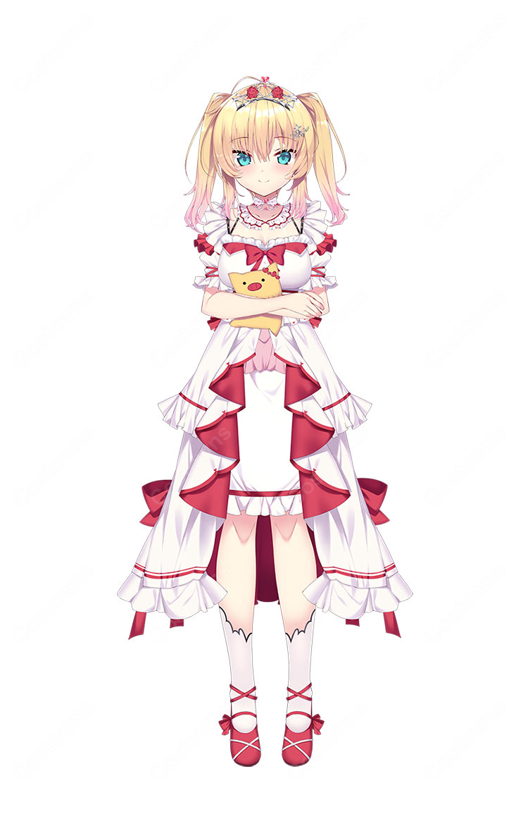 hololive ホロライブ 赤井はあと ドレス衣装 コスプレウィッグ 高品質 耐熱 かつら COSTOWNS-1