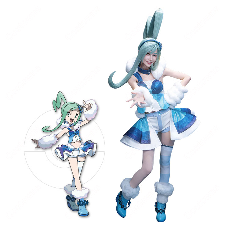 ポケットモンスター オメガルビー・アルファサファイア ルチア コスプレ衣装 アイドル衣装 フルセット 髪飾り付き 撮影 イベント COSTOWNS-1