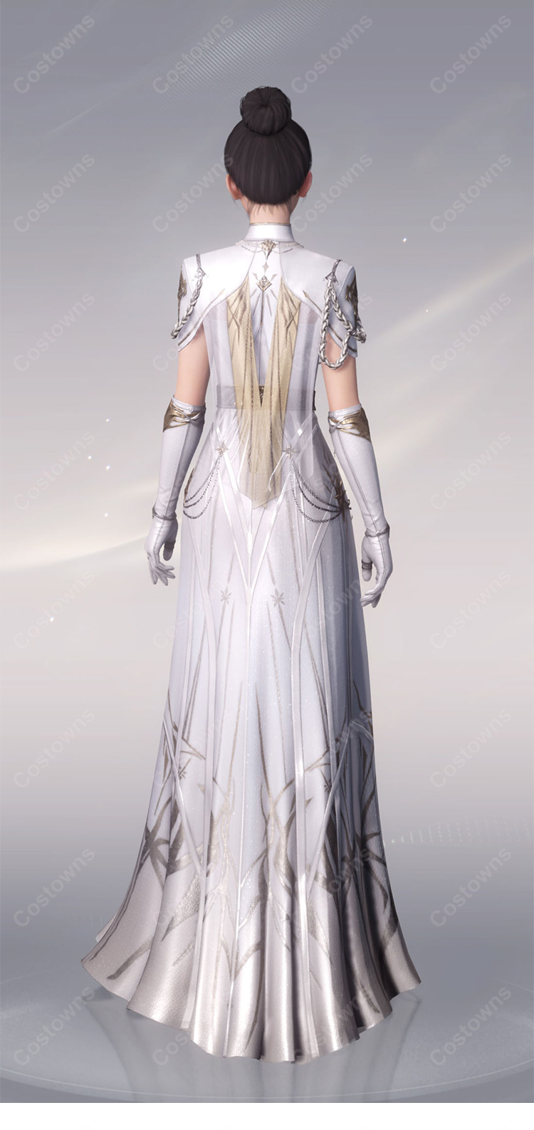 恋と深空 主人公 プレイヤー 銀河の讃歌 コスプレ衣装 ホワイトドレス 高品質 COSTOWNS-4