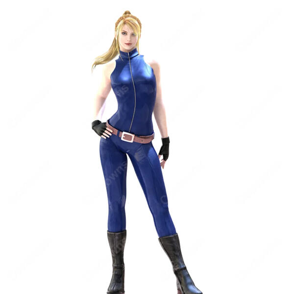 バーチャファイター2 サラ・ブライアント コスプレ衣装 1Pカラー ブルージャンプスーツ レトロゲーム コスチューム COSTOWNS オーダメイド可元の画像