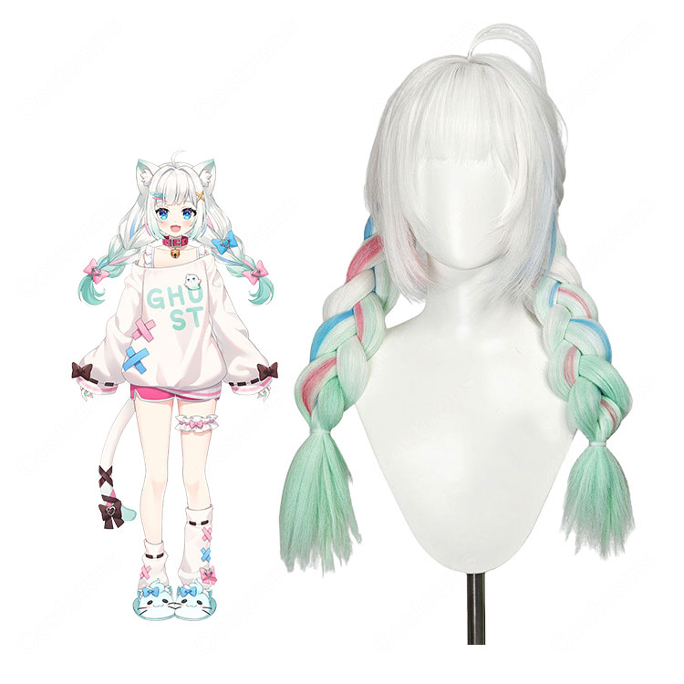 VTuber ミント・ファントーム 新衣装 コスプレウィッグ 耐熱 かつら COSTOWNS-1