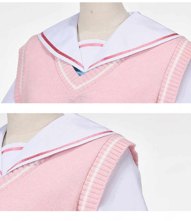 超かぐや姫！ 綾紬芦花 コスプレ衣装 ピンクベスト 制服セット セーラー服 イベント撮影 COSTOWNS-5