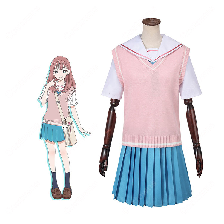 超かぐや姫！ 綾紬芦花 コスプレ衣装 ピンクベスト 制服セット セーラー服 イベント撮影 COSTOWNS-1