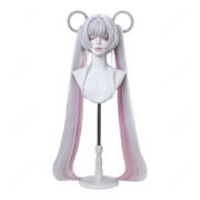 超かぐや姫！ 月見ヤチヨ コスプレウィッグ シルバー ピンク インナーカラー リング造形済み 耐熱 COSTOWNS