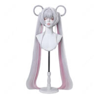 超かぐや姫！ 月見ヤチヨ コスプレウィッグ シルバー ピンク インナーカラー リング造形済み 耐熱 COSTOWNS