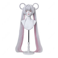 超かぐや姫！ 月見ヤチヨ コスプレウィッグ シルバー ピンク インナーカラー リング造形済み 耐熱 COSTOWNS(コスプレウィッグ)
