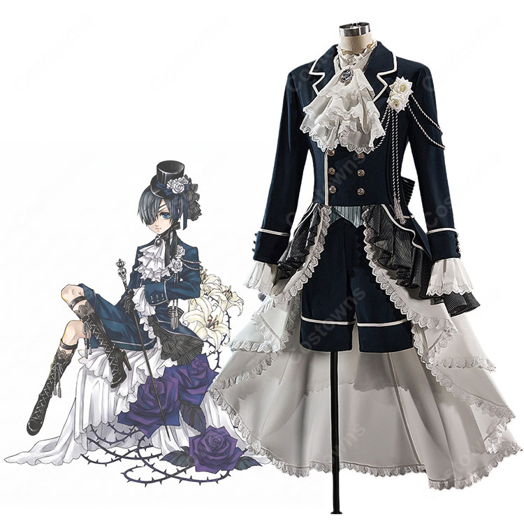 黒執事 シエル・ファントムハイヴ コスプレ衣装 白い薔薇 礼装 セット 豪華版 COSTOWNS-1