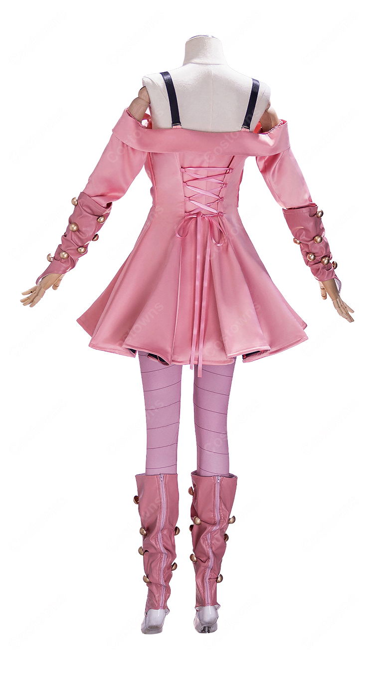 ジョジョの奇妙な冒険 Part7 スティール・ボール・ラン ルーシー・スティール コスプレ衣装 ピンク ドレス セット COSTOWNS-5