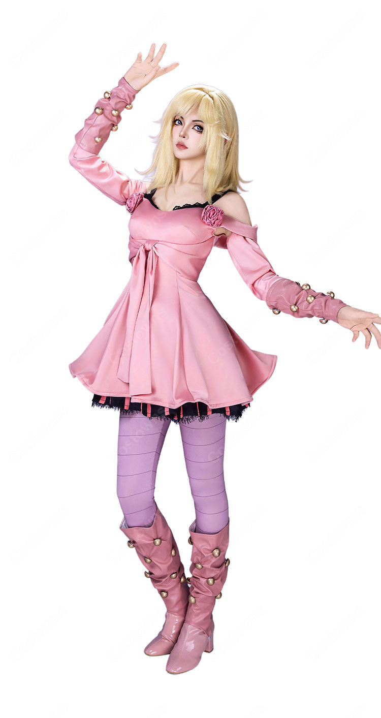 ジョジョの奇妙な冒険 Part7 スティール・ボール・ラン ルーシー・スティール コスプレ衣装 ピンク ドレス セット COSTOWNS-2