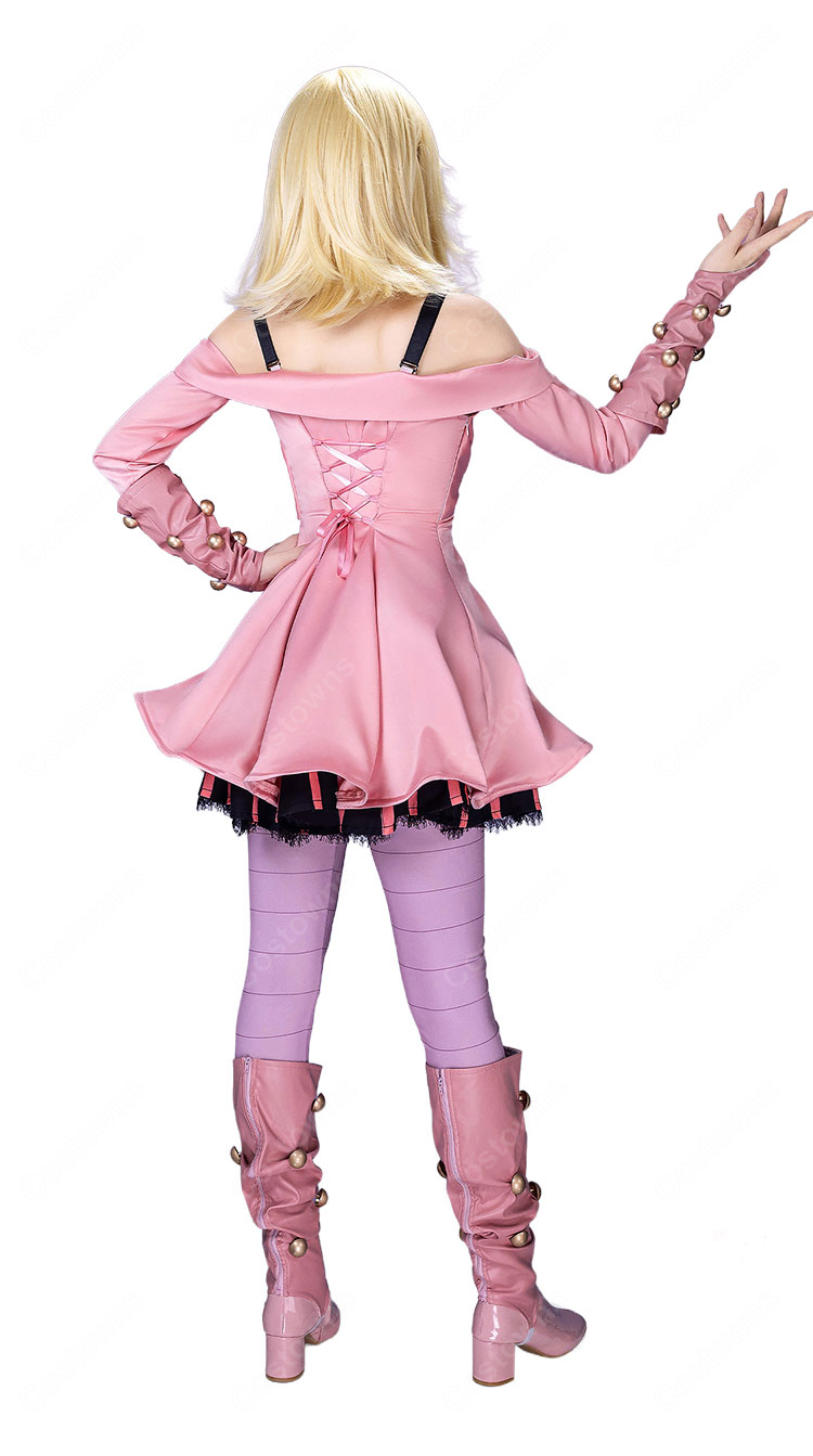 ジョジョの奇妙な冒険 Part7 スティール・ボール・ラン ルーシー・スティール コスプレ衣装 ピンク ドレス セット COSTOWNS-3