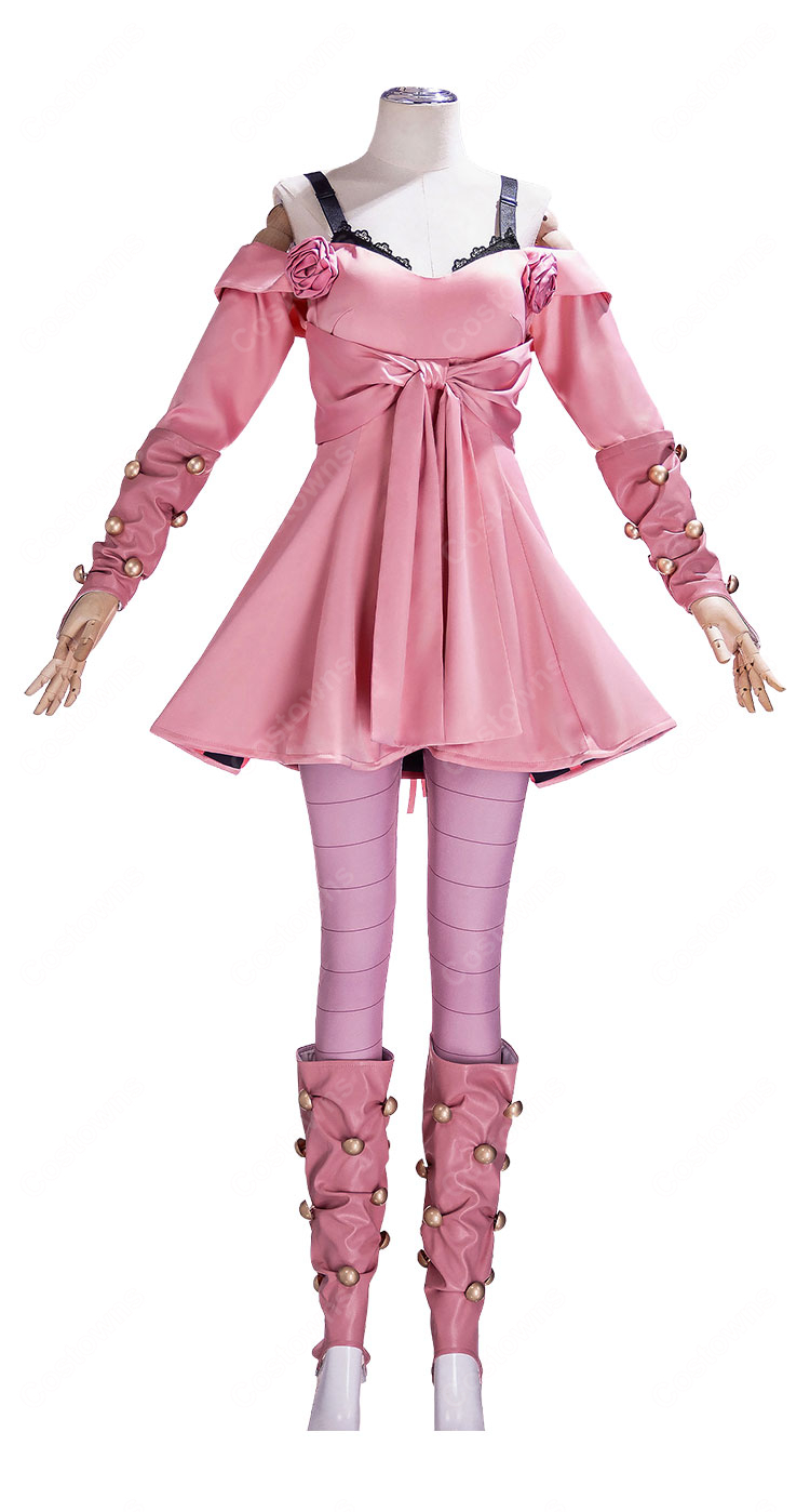 ジョジョの奇妙な冒険 Part7 スティール・ボール・ラン ルーシー・スティール コスプレ衣装 ピンク ドレス セット COSTOWNS-4