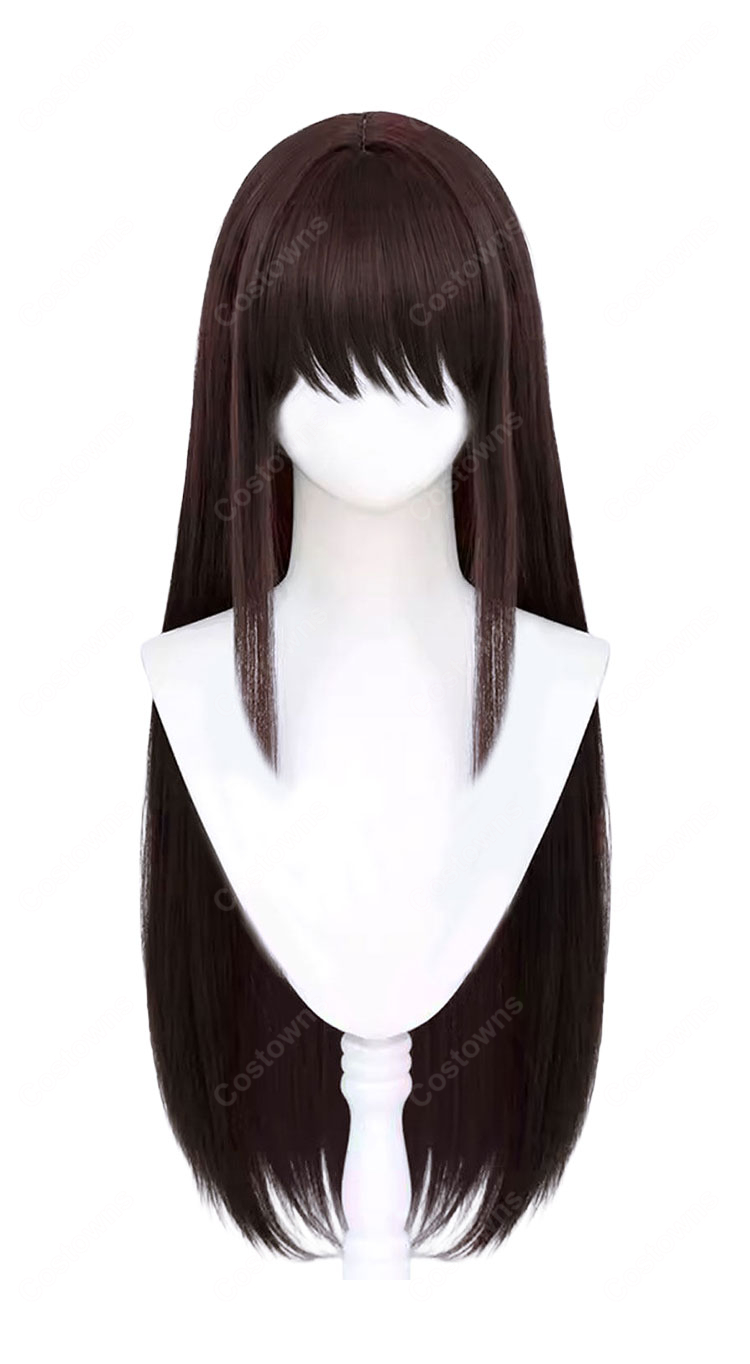 魔法使いの夜×FGO 蒼崎青子 コスプレウィッグ ロング ダークブラウン 姫カット 耐熱 かつら COSTOWNS-2